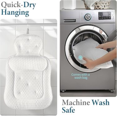 Подушка для ванни з підтримкою голови та шиї, антиковзаюча, з 54 присосками, м'яка сітчаста тканина 3D, для розслаблення та спа-процедур, бежева