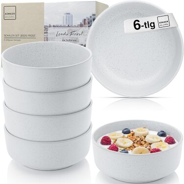 Набір посуду SÄNGER Steingut 12 предметів: тарілки для 4 осіб (4 великі, 4 десертні, 4 глибокі), кольоровий, стійкий до подряпин, VALUE COLLECTION (Leeds Frost)