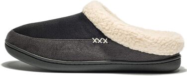 Чоловічі домашні тапочки NewDenBer з піною Memory Foam, теплі, зручні, м'які, з плюшевою підкладкою, зимові, з антиковзною гумовою підошвою (39/40 EU, 23, чорний/сірий)
