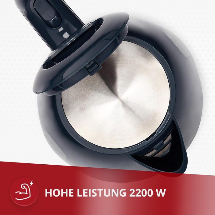 Електричний чайник MPM MCZ-85/G1, 1.7 л, без BPA, бездротовий, 360° обертання, антинакипний фільтр, автоматичне вимкнення, чорний, 2200W, графіт