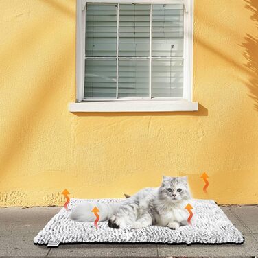 Self-Heating Blanket for Dogs & Cats, Pet Heating Mat Winter, Washable Heating Blanket for Dogs, Self-Warming Dog Mat Fluffy Warm, Thermal Blanket for Dogs Non-Slip, Grey, 115x70cm (L 70 x W 50 x H 2 cm)