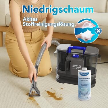 Акіта 600W волого-пилосос для чищення килимів та меблів, 2 баки, самоочищення, для видалення плям від тварин, компактний, портативний