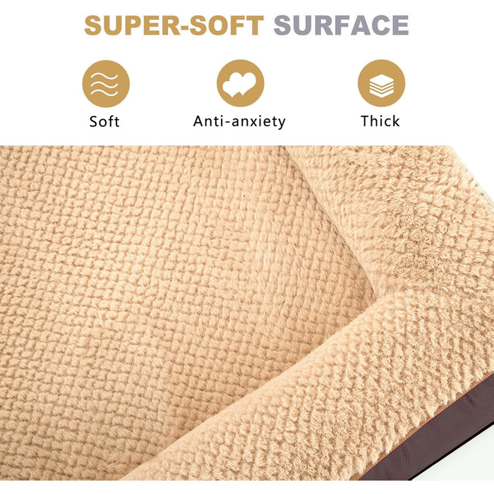 Ортопедичне ліжко для собак Joyelf середнього розміру, U-подібне диван з піни, знімний та пральний чохол та антиковзаюча підкладка для собак маленьких та середніх порід - Колір кавовий - 70*52*16.5 см