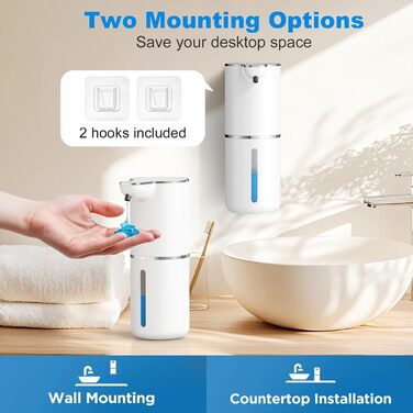 Автоматичний диспенсер для мила з датчиком, настінний, USB, 4 рівня, білий - для кухні, ванної, школи