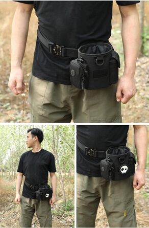 Сумка-мішечок на шнурку для дресирування собак, для полювання, Airsoft, як тренувальна сумка для цуценят, ласощів, іграшок для тварин (чорна)