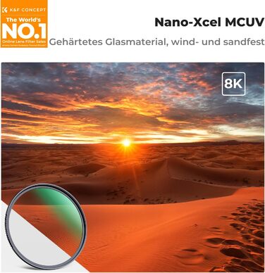 Фільтр UV K&F Concept 67mm 9H, захисний фільтр, захист від ударів (Nano Xcel)