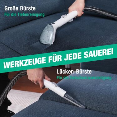 HAUSHOF StainZapper Pro: Пилгопоглинач для миття килимів та м'яких меблів, 450W, 12kPa, об'єм 1.5+0.8L, з миючим засобом та щіткою для швів. Ідеальний для килимів, диванів, м'яких меблів та авто. Модель HH23111