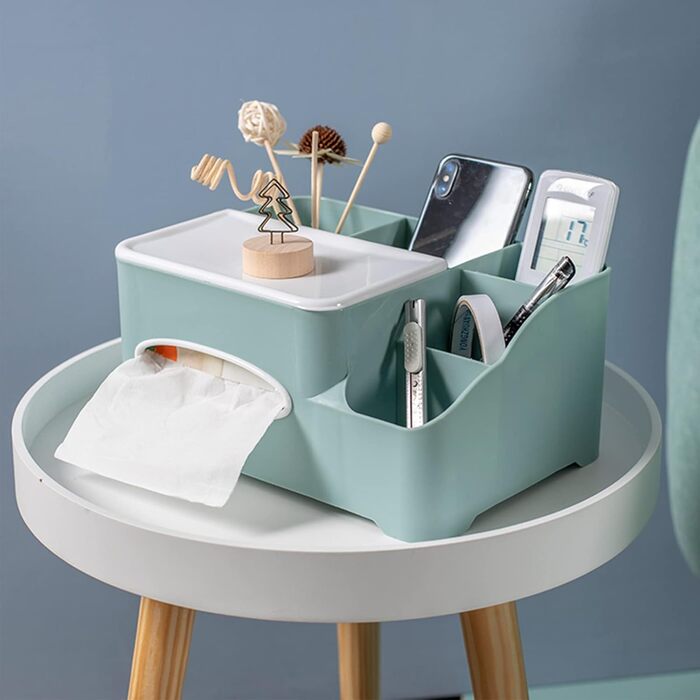 Tissue Box, Tissue Holder Box, Multifunctional Tissue Holder with Stylish Remote Control Tabletop, Cosmetic Tissue Box for Office Bedroom Car (A green)