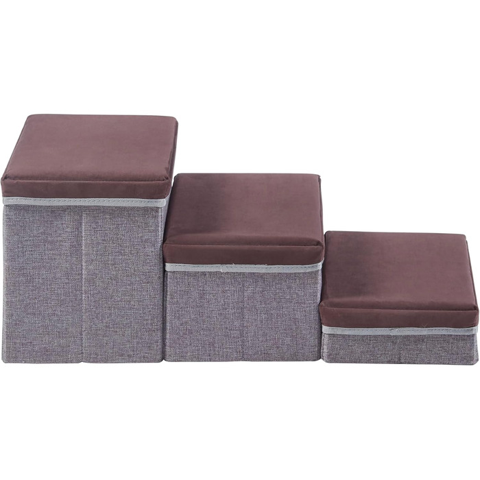 Сходинка для собак en.casa Vojens: 3-ступенева пандус для маленьких собак, котів, для ліжка та дивану, складна, 30 см висота, 75 x 40 x 30 см, коричневий/сірий