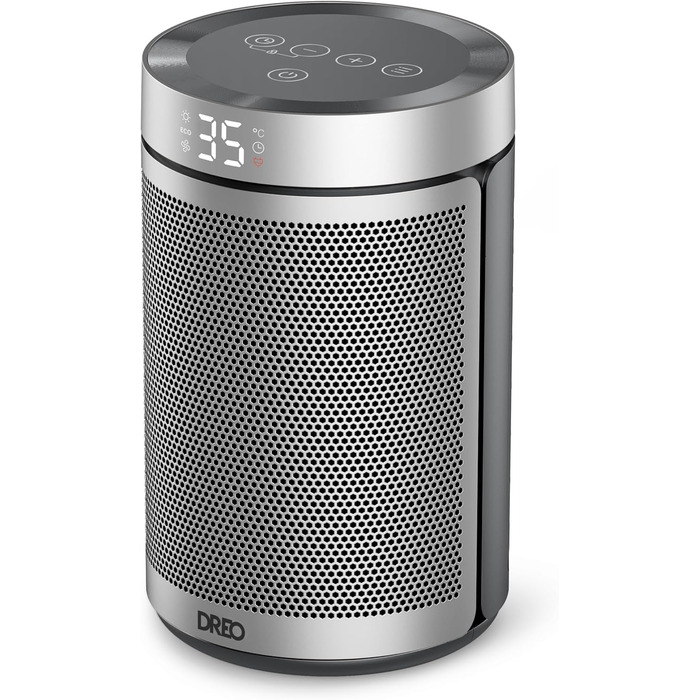 Dreo Energy-Saving Heater, 34 dB Quiet 1500W Electric PTC Ceramic, Thermostat, Overheat & Tip-Over Protection, 12 Hour Timer, Electric Heater for Rooms, Bedrooms, Atom 316, Silver Silver Standard