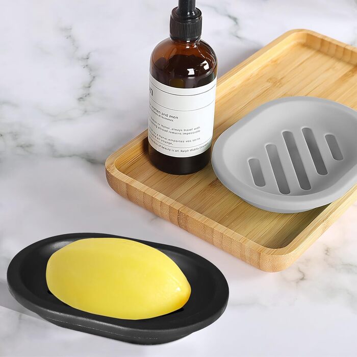 Набір з 2 мисок для мила AstraLoom, двошарові, пластикові, самозливні та з антипригарним покриттям - для ванної/кухні/губки (Чорний)