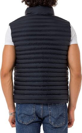 Чоловіча вітрозахисна куртка Redbridge з коміром-худи, модель Bubble Vet, чорна (M, темно-синій)