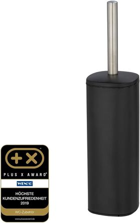 Набір для туалету WENKO Alassio: щітка для унітазу з висувним змінним наконечником (8,5 см), чорний, сталь, 9,3 x 39,2 x 9,3 см