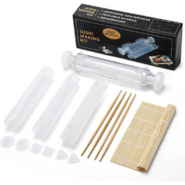 Набір для приготування суші: 3 форми, ролер, бамбукова килимок, палички. DIY для початківців та сім'ї