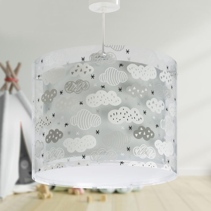 Dalber Kids Lamp Pendant Light Chandelier Clouds Grey Children's Room Lamp, 33 x 33 x 25 cm