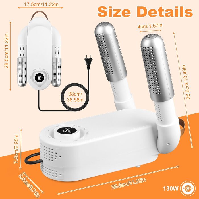 Електричний сушильник для взуття та рукавичок з таймером, 4 тримачі, складаний дизайн