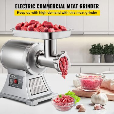 Електричний м'ясорубка VEVOR 850W, 150 кг/год, для ресторану, супермаркету, м'ясної крамниці