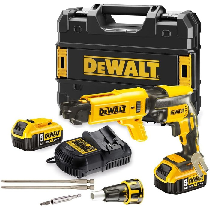 Гіпсокартонний шурупокрут DEWALT 18V DCF620P2K з 2 АКБ по 5.0Аг та кейсом TSTAK