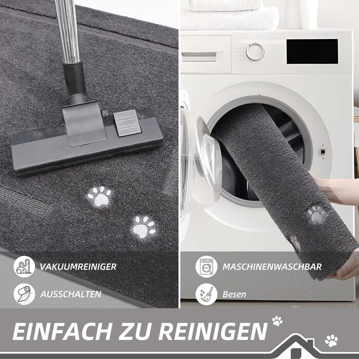 Килимок для дому BEQHAUSE 80x120 см, сірий - для входу, коридору, передні/задні двері, миється