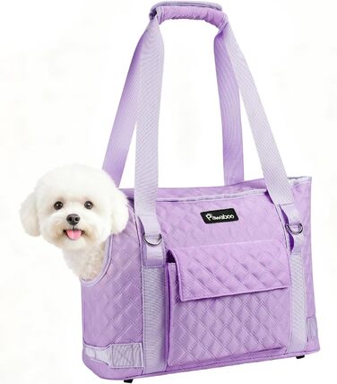 Pawaboo Сумка-переноска для собак та котів, сумка-транспортер для маленьких собак та цуценят, м'які стінки, фіолетовий колір