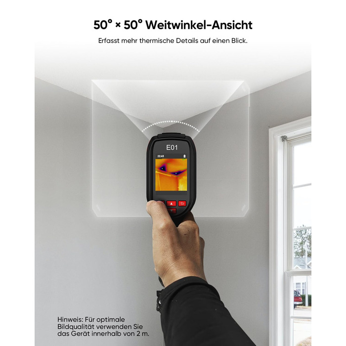 HIKMICRO E01 Тепловізійна камера SuperIR: портативна інфрачервона камера з лазерним покажчиком, роздільна здатність 240x240, діапазон температур -20°C - 400°C, частота оновлення 20Hz