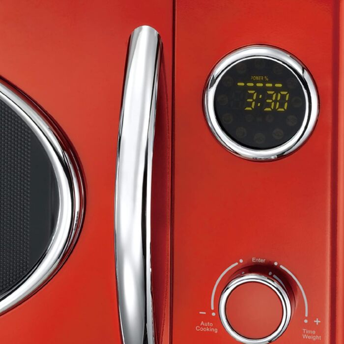 Мікрохвильова піч Melissa Retro 16330129 – 23 літри, 1000 Вт, з грилем, металевий колір