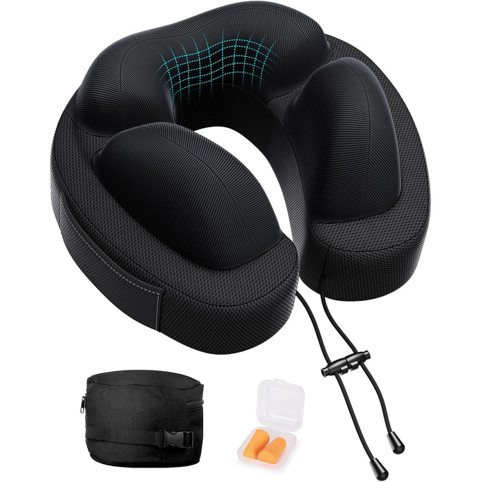 Подушка для шиї JINXIA: М'яка версія з memory foam для подорожей (літак, авто, поїзд, офіс)