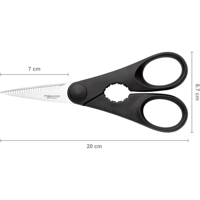 Кухонні ножиці Fiskars Essential 20 см із відкривачкою, якісна сталь/пластик