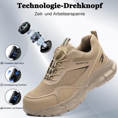 Робочі черевики для чоловіків та жінок. Легкі, дихаючі, з металевим підноском. Чоловічі та жіночі робочі черевики для промисловості, 44 EU, хакі