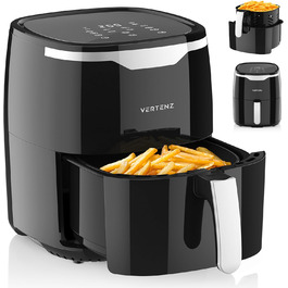 Фритюрниця повітряна VERTENZ Taste 50 XL, 5 л, 8 автоматичних меню, 1400 Вт, LED-touchscreen, антипригарне покриття, без олії, чорна