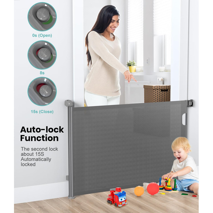 Захист для дитячих воріт Nalezuns, висувний, 0-180 см, сірий, для дітей