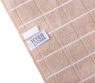 HYER KITCHEN Microfiber Dishcloths – Soft, Super Absorbent, and Lint-Free Kitchen Towels – 8 Pack (Lattice Designed Camel Colors) – 66 x 45 cm (Camel)