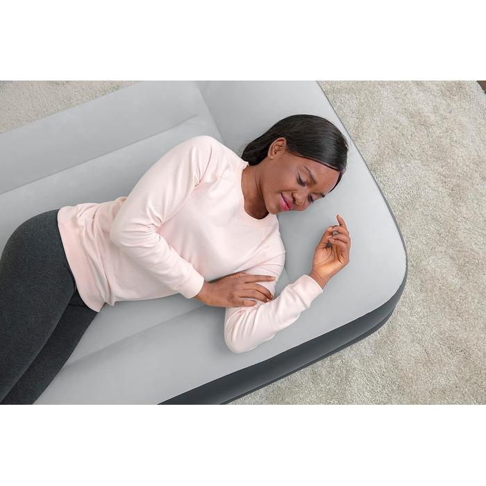 Надувний матрац Novaluxe з вбудованим електронасосом та подушкою, сірий 191x97x38 см