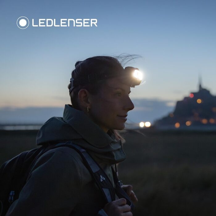 Ліхтар налобний Ledlenser HF8R Core, 2000 лм, LED, акумуляторний, водонепроникний IP68, з червоним світлом, для туризму, зелений