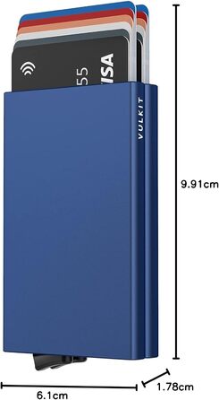 VULKIT: Металеве картхолдер з RFID NFC захистом для чоловіків, вміщує 10 карт (Морський колір)