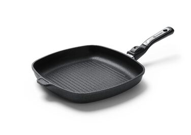 Гриль-сковорода індукційна 28x28 см, ручний огляд якості (Німеччина) | Для всіх типів плит | Знімний руків'я | Рівномірний нагрів | Легке очищення
