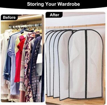 12 містких мішечків для одягу з блискавкою, прозорі чохли для одягу, захисні мішечки від пилу для костюмів, суконь, пальто, курток. Організація зберігання одягу