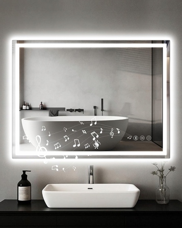 LED-дзеркало у ванну кімнату 60x80 см з Bluetooth, функцією антизапотівання та сенсорним керуванням