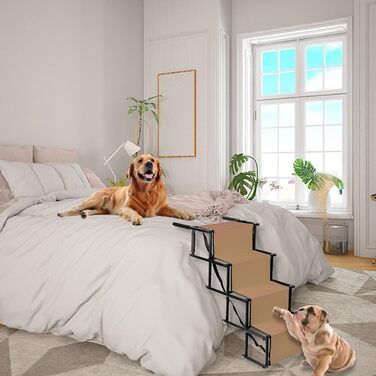 Рампа для собак, сходинки для великих та маленьких собак, авторампа для собак, складана рамка для авто, дивана або ліжка, з неслизьким покриттям, вантажопідйомність до 50 кг