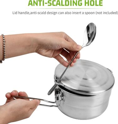 Набір кухонного посуду Anseom для кемпінгу, алюміній, складний, для 1-2 осіб, для туризму, риболовлі, пікніка