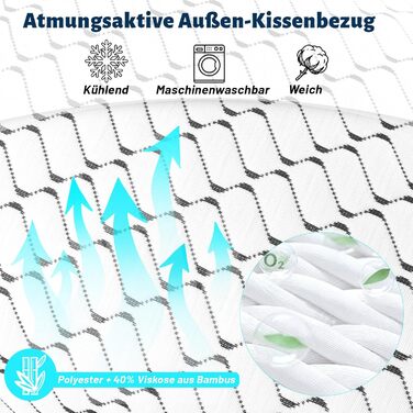 Подушка з піни Memory Foam для сну, охолоджуюча, ортопедична для бокового сну (40x80 см, сіра хвиля)