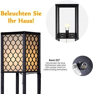 Стельова лампа RELAX4LIFE з 3 полицями, 26 x 26 x 160 см, чорна (Модель 2)