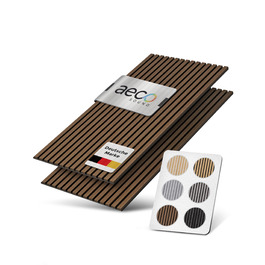 Акустичні настінні панелі з натурального горіха (набір 2 шт), 120x60x2.1 см, чорний звукопоглинаючий фільц — 3D панелі для шумоізоляції та оздоблення стін