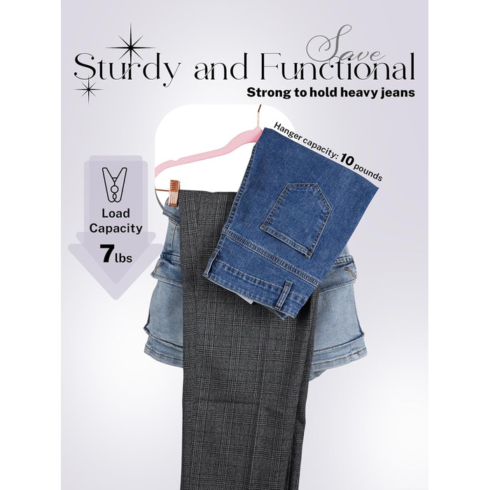 Вешалки для одягу HOUSE DAY, 20 шт., з кліпсами, ультратонкі, оксамитові, неслизькі, для штанів, економія місця (персиковий рожевий)