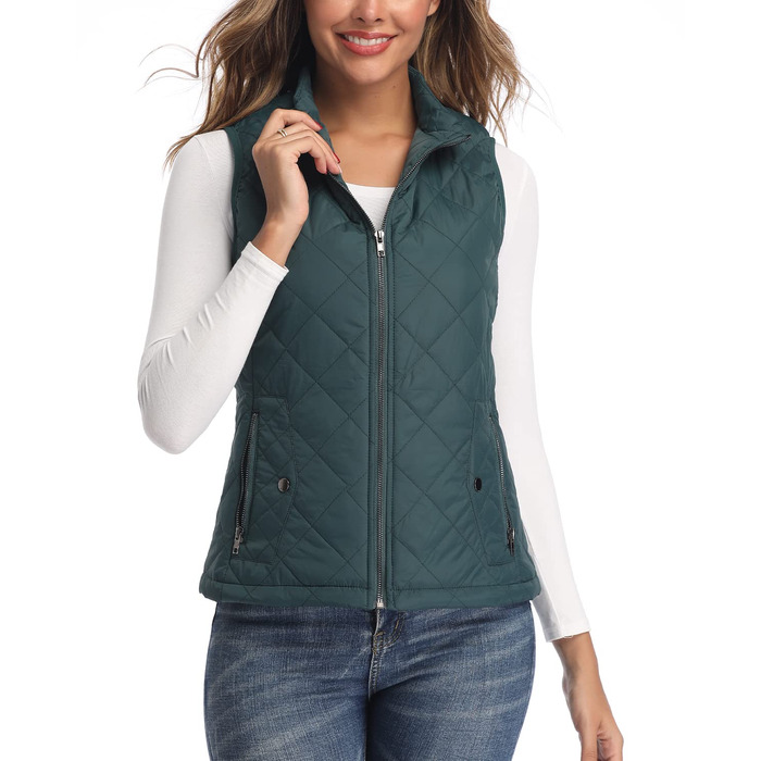 Жіноча жилетка LONGKING: легка, без рукавів, з капюшоном, для активного відпочинку, зелена