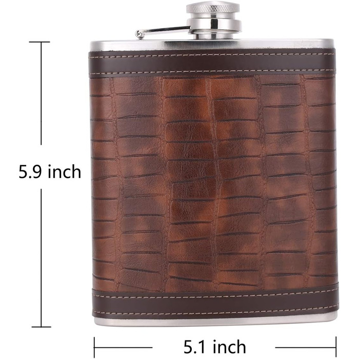 Фляга з імітацією шкіри крокодила, нержавіюча сталь, 510 мл, TANEAXON. Фляга для віскі та лікеру