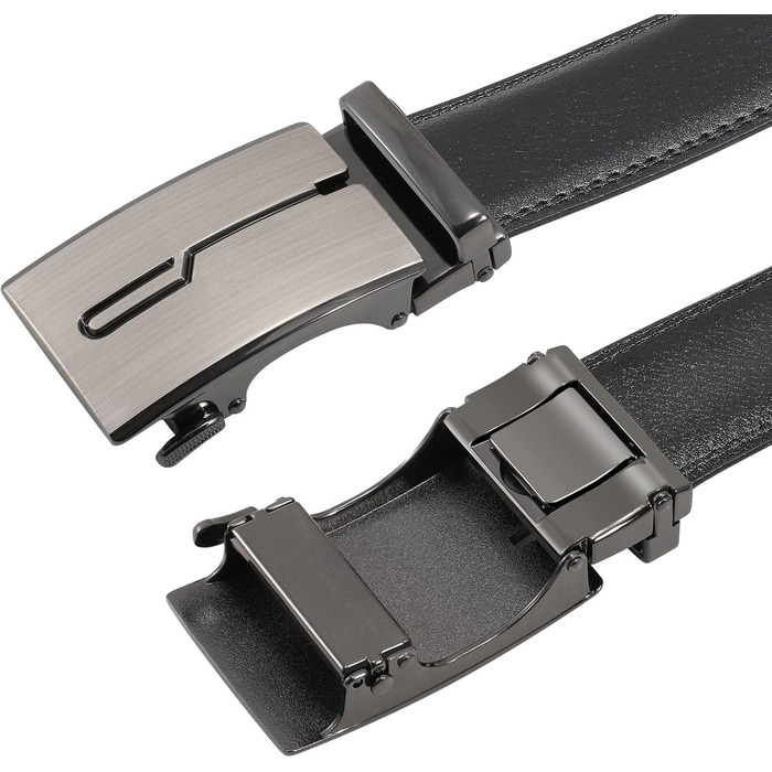 Чоловічий шкіряний ремінь WERFORU з автоматичною пряжкою, регульований, 3.5 см, для костюма та джинсів, E-чорний, 145 см (обхват талії 105-125 см)