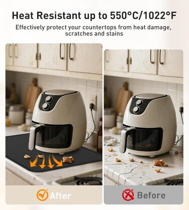 Термостійкий килимок під кавомашину Ankway 40x60 см, чорний, з силікону, антиковзаюча, водонепроникна