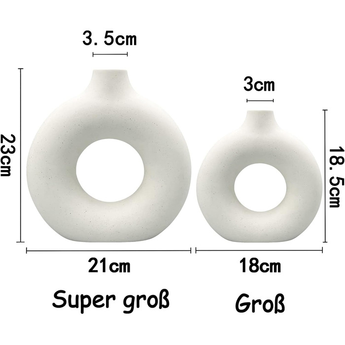 Набір ваз для декору з кераміки - 2 шт. (білі) для сухоцвітів, Pampas Grass, подарунок, інтер'єр