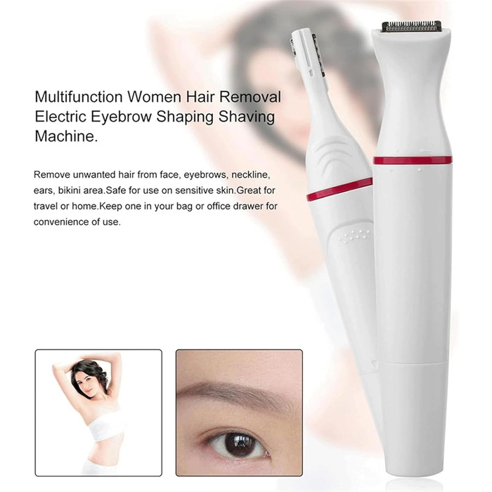 Електричний тример для брів та обличчя для жінок, безболісний, з гребінцем для брів (білий)